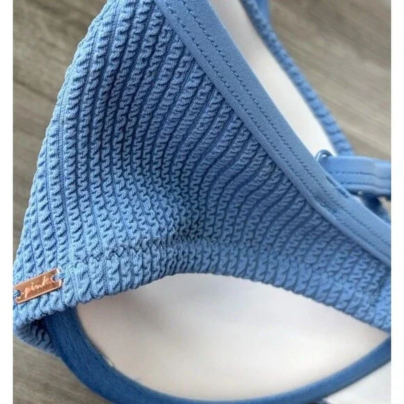 PINK Victoria’s Secret Blue Textured Bikini Size XS Swimsuit Push-up - Picture 5 of 5